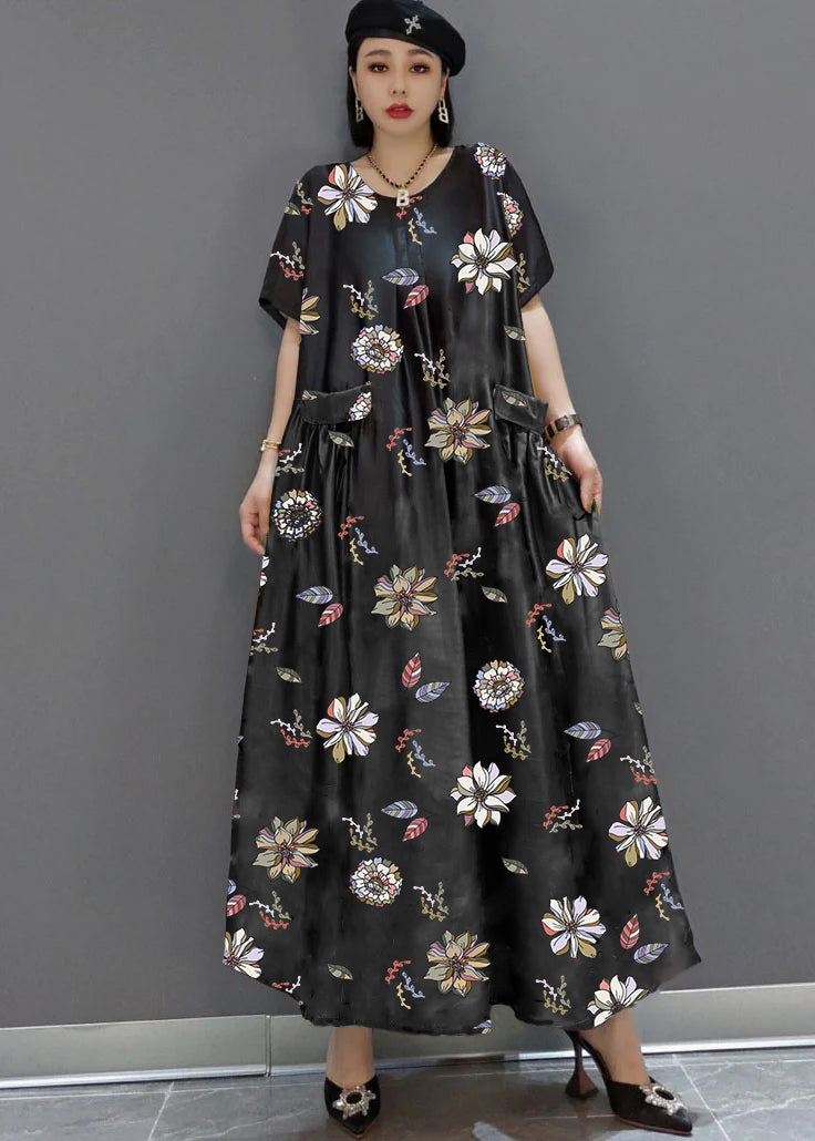 Robe Maxi Satinée à Imprimé pour Femme 7