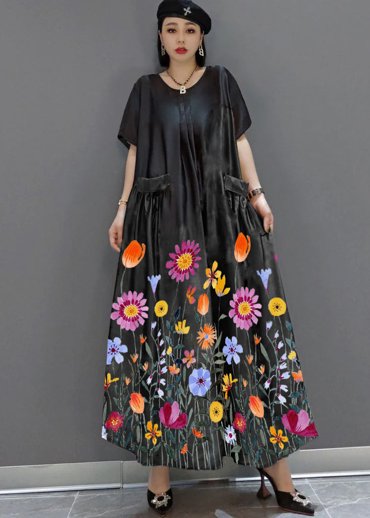 Robe Maxi Satinée à Imprimé pour Femme 9