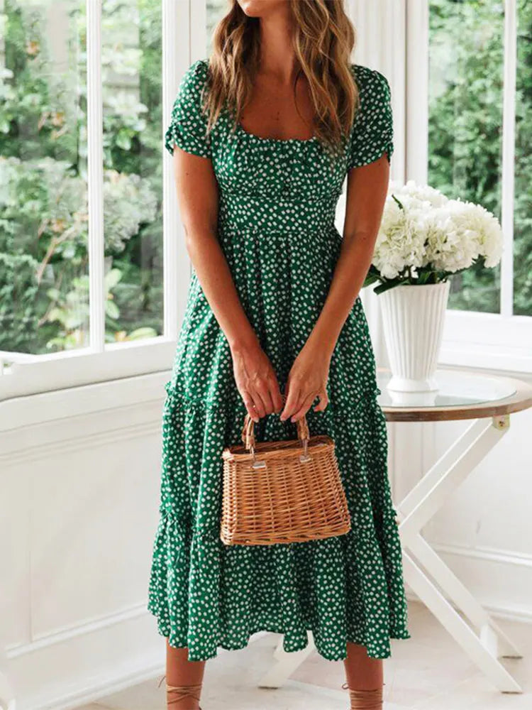 Robe Maxi Vintage à Manches Bouffantes 2