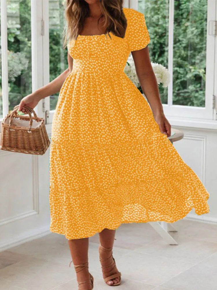 Robe Maxi Vintage à Manches Bouffantes 8