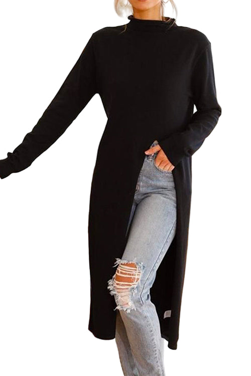 Robe Maxi à Col Roulé pour Femmes avec Fente Haute 1