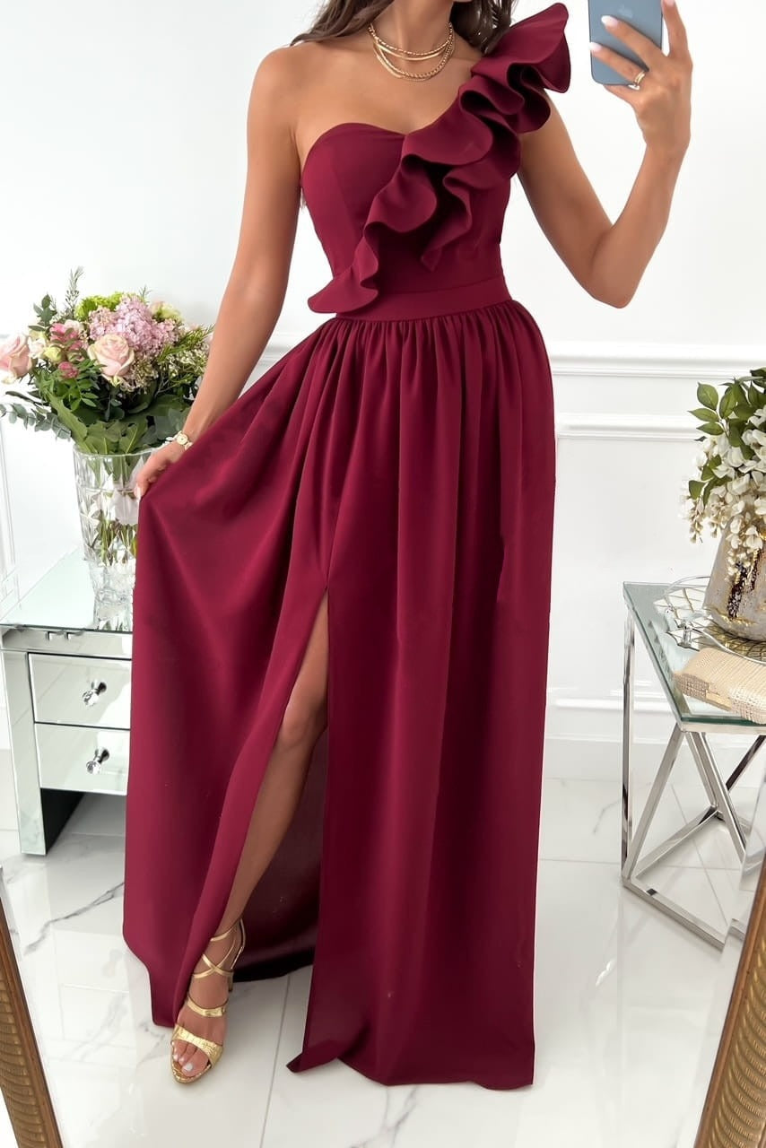 Robe Maxi à Épaule Unique Femme Style Moderne 4