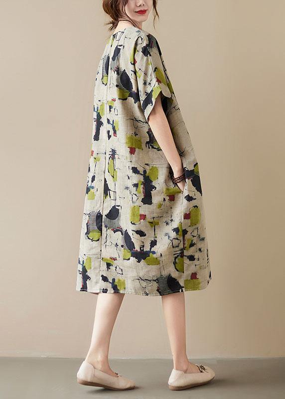 Robe Maxi d'Été à Imprimé Kaki avec Poches pour Femme 3