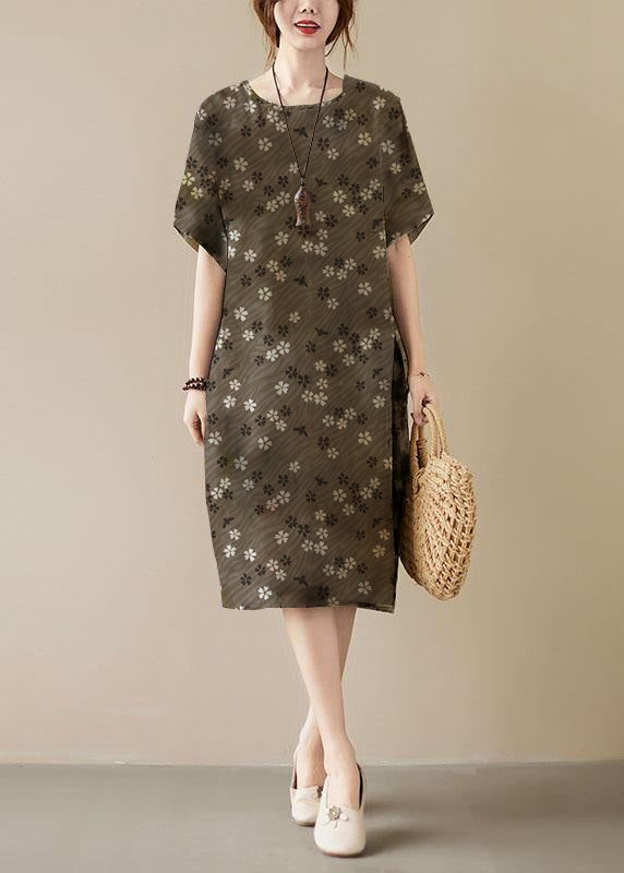 Robe Maxi d'Été à Imprimé Kaki avec Poches pour Femme 6