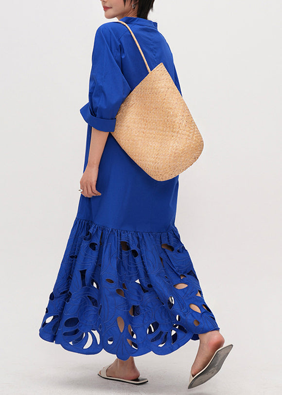 Robe Maxi en Coton Brodée à Manches Mi-Longues pour Femme 2