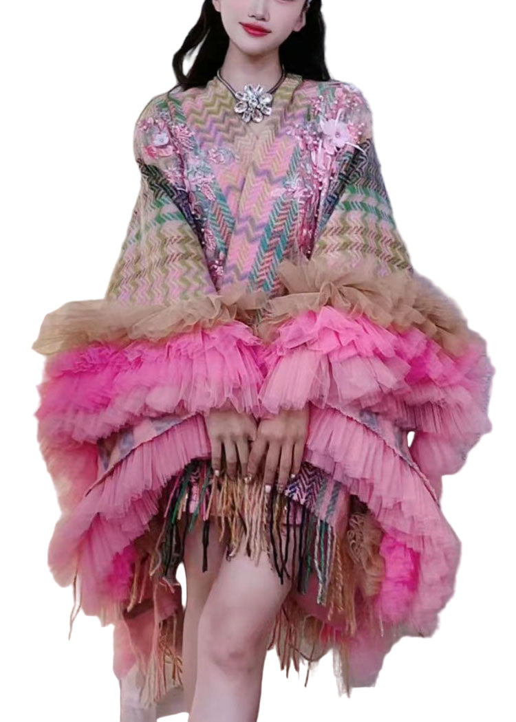 Robe Mi-Cape à Manches Longues Imprimée pour Femmes 0