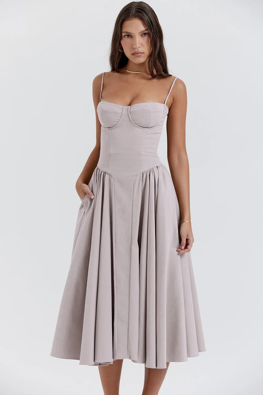 Robe Mi-Longue Sans Manches Pour Femmes 13