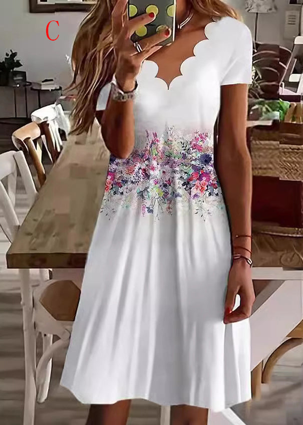 Robe Mi-Longue à Col en V pour Femme 2