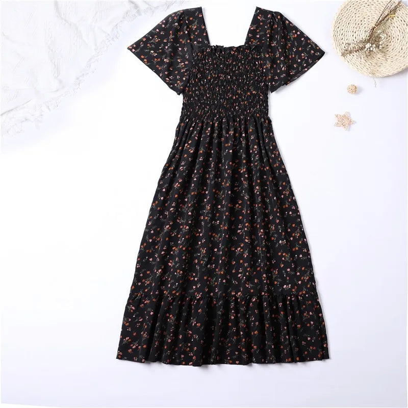 Robe Mi-Longue à Imprimé Floral pour Femmes 2