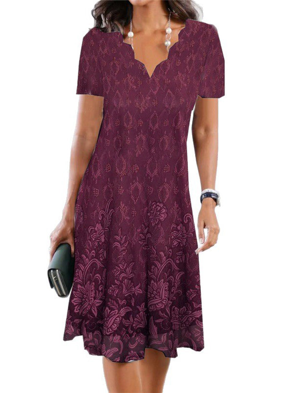 Robe Mi-Longue en Dentelle à Col en V pour Femmes 4