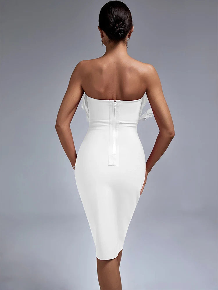 Robe Midi Bustier en Plumes pour Femmes 2