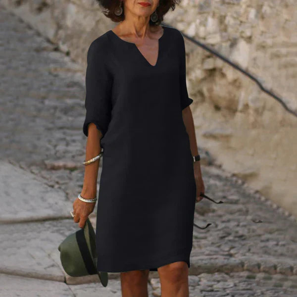 Robe Midi Col V pour Femmes Chic 0