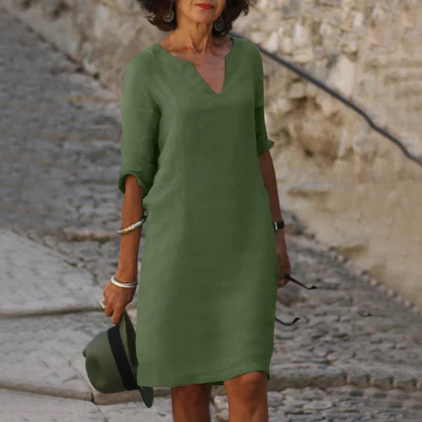Robe Midi Col V pour Femmes Chic 10