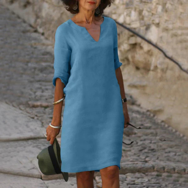 Robe Midi Col V pour Femmes Chic 1