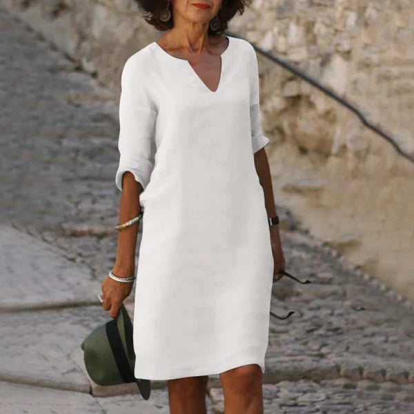 Robe Midi Col V pour Femmes Chic 4