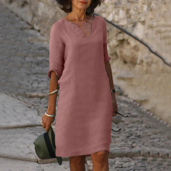 Robe Midi Col V pour Femmes Chic 7