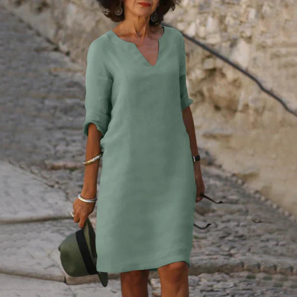 Robe Midi Col V pour Femmes Chic 9