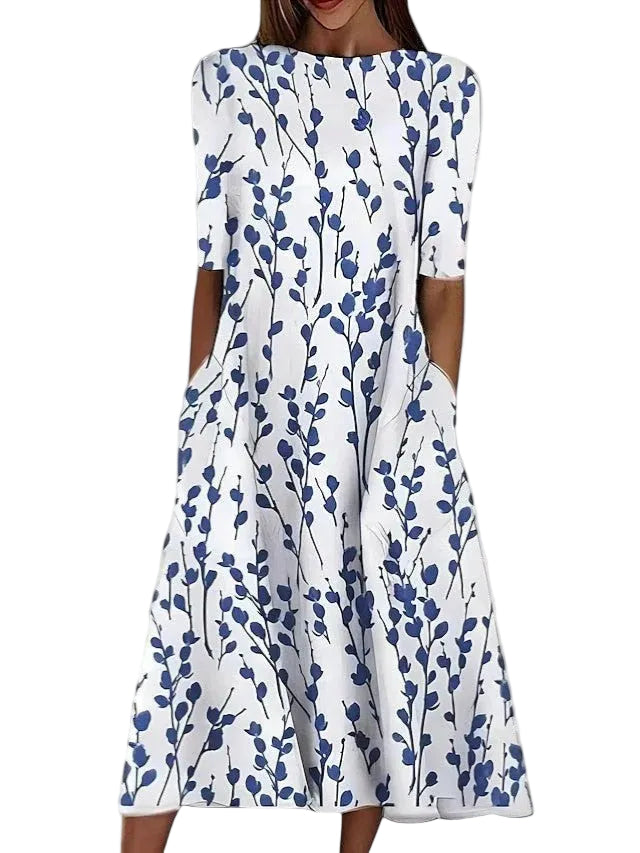 Robe Midi Femme Chic Imprimé Floral pour un Look Estival Élégant 0