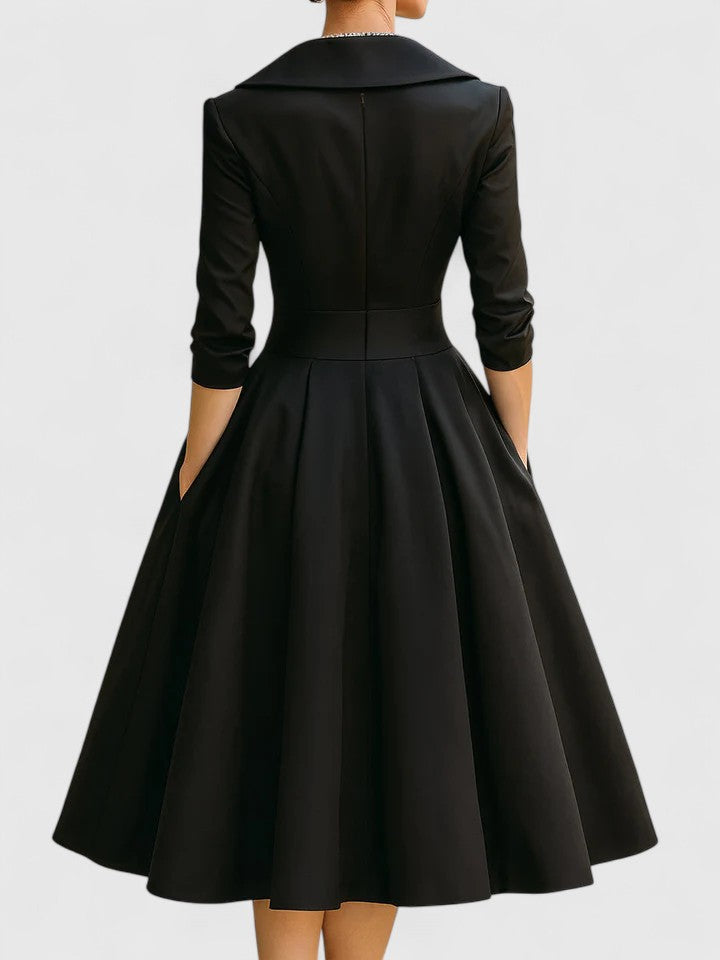 Robe Midi Femme Chic avec Poches Discrètes et Silhouette Flatteuse 3