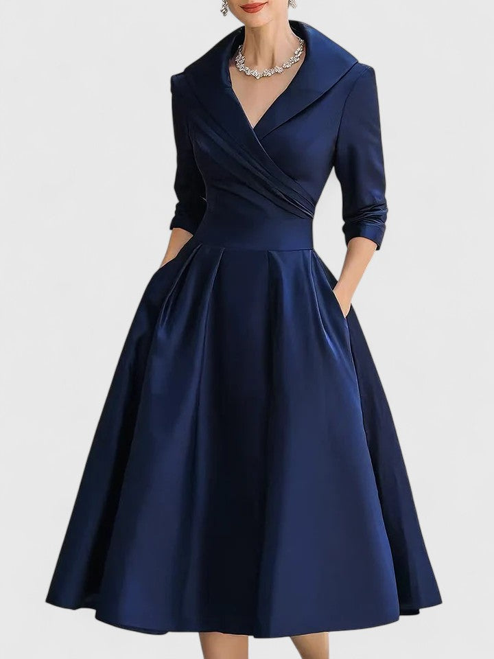 Robe Midi Femme Chic avec Poches Discrètes et Silhouette Flatteuse 4