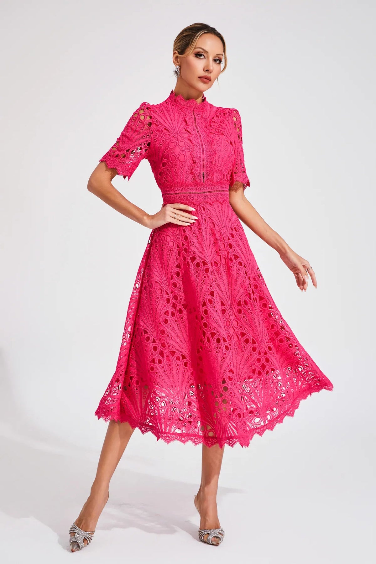 Robe Midi Femme en Dentelle Chic 4