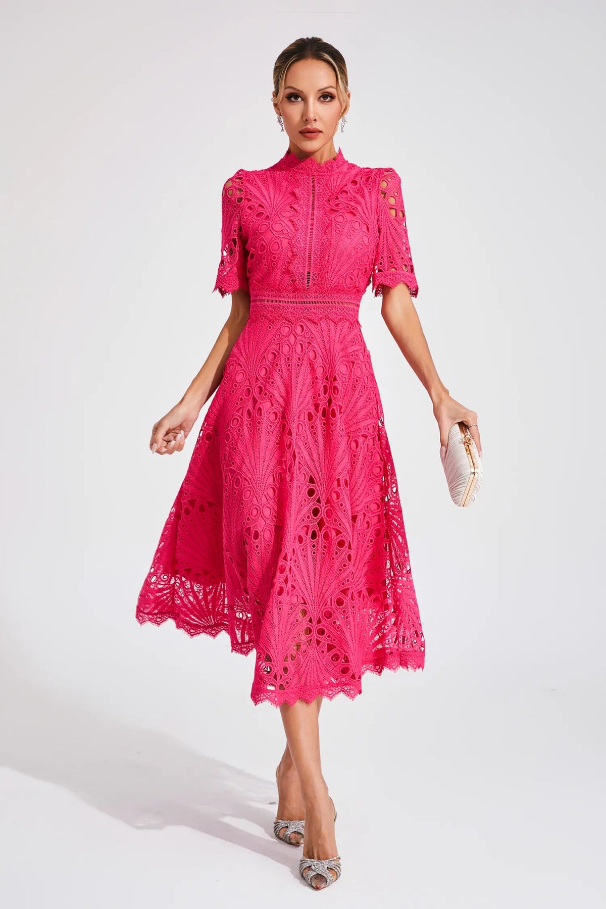 Robe Midi Femme en Dentelle Chic 5