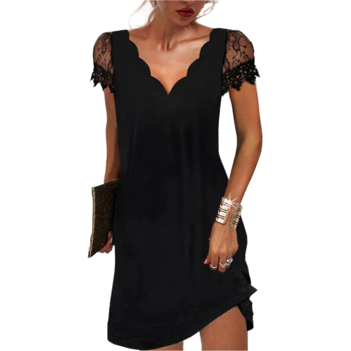 Robe Midi Moderne Femme V-Ausschnitt Tissu Léger 0