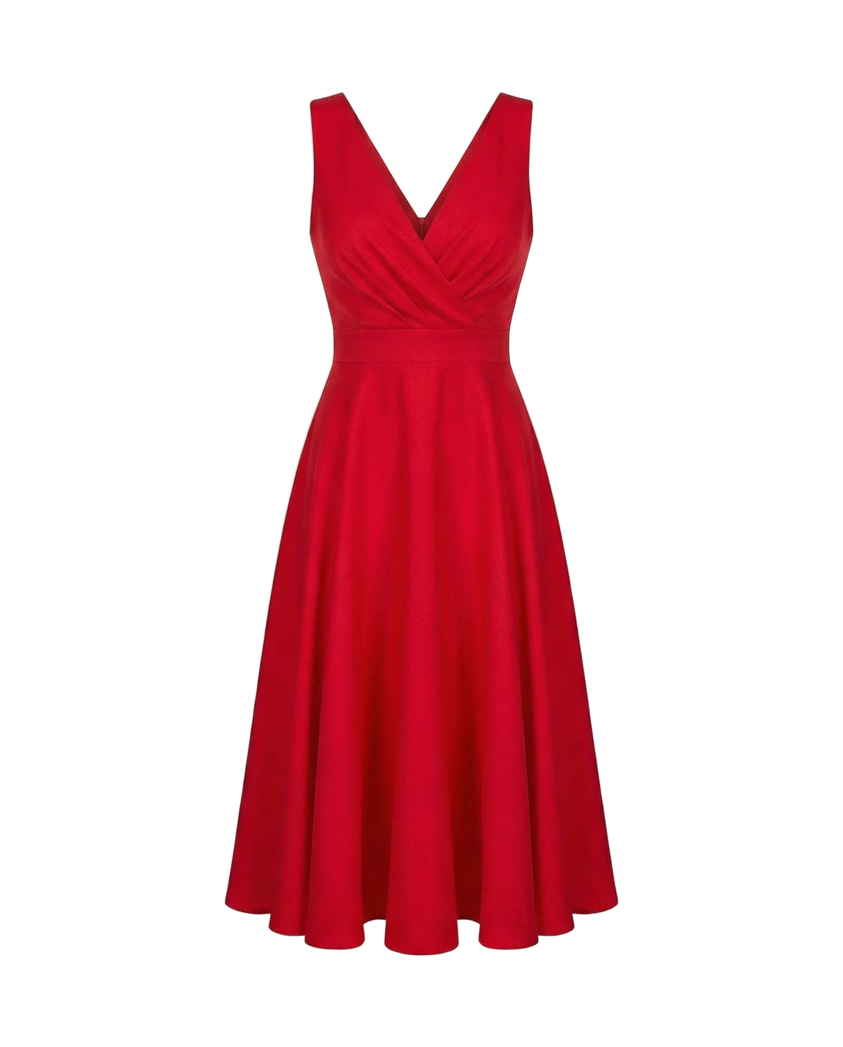 Robe Midi Trapèze Sans Manches Col en V 0