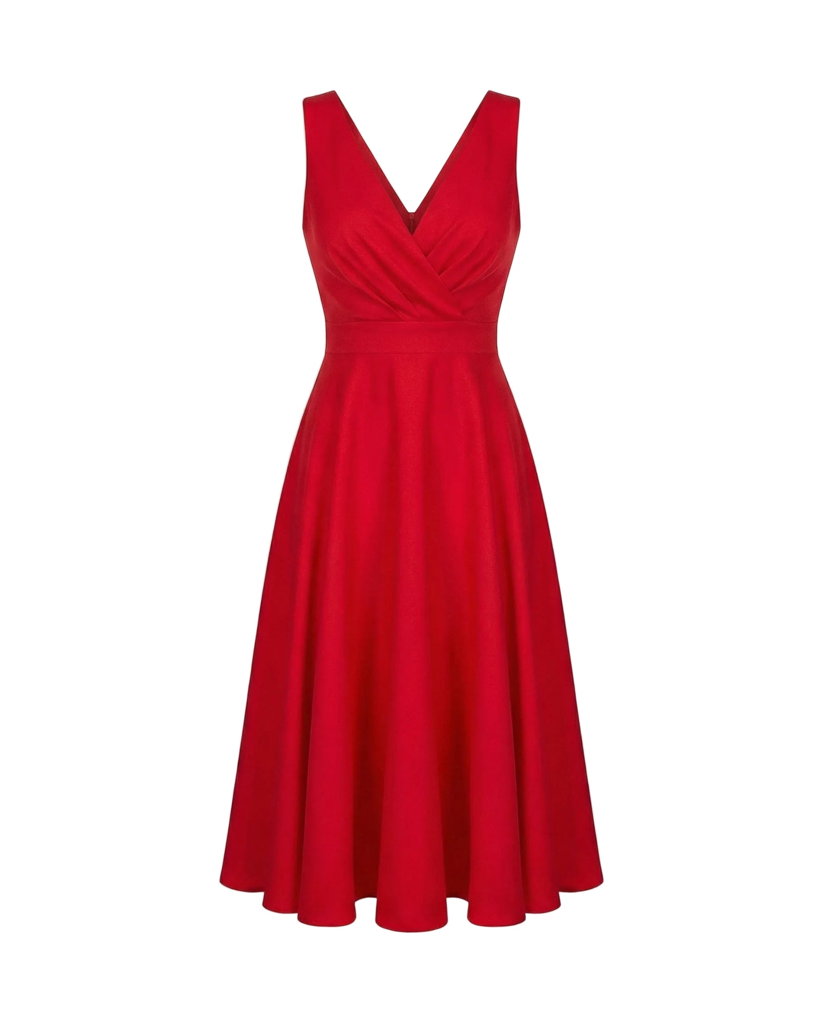 Robe Midi Trapèze Sans Manches Col en V 0