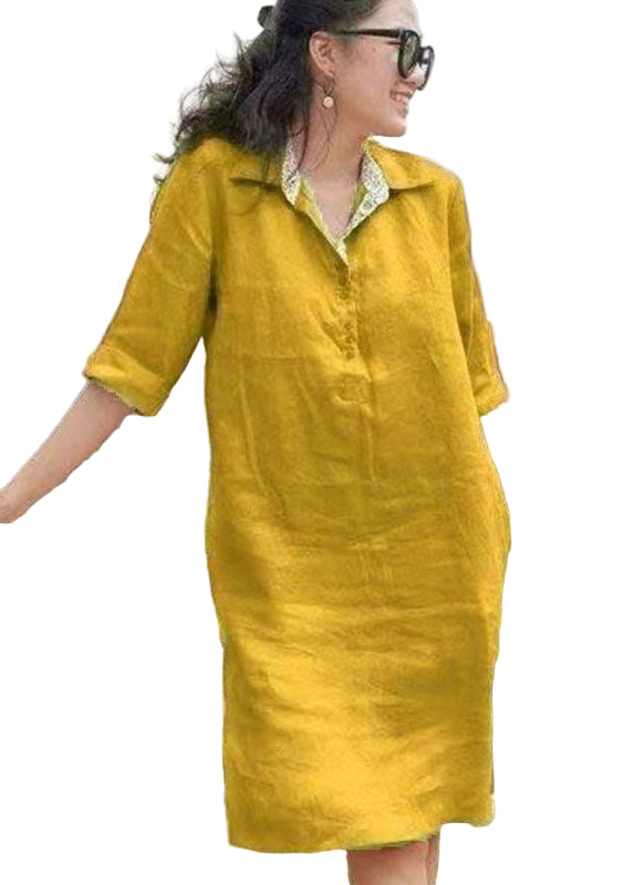 Robe Midi à Col Peter Pan pour Femme en Patchwork 0