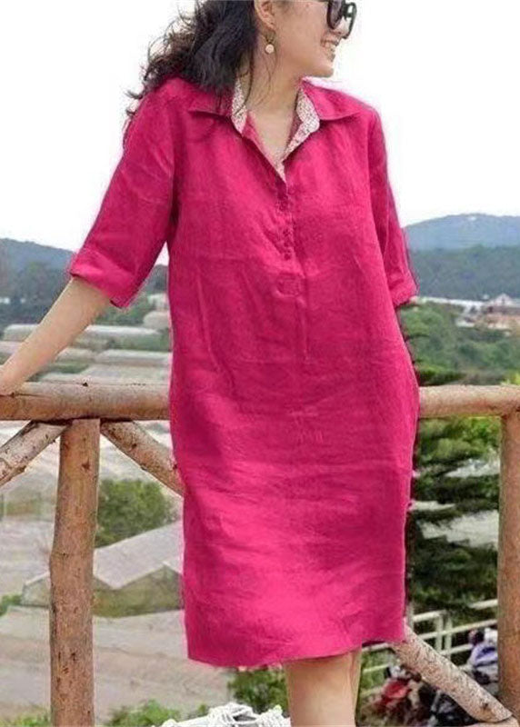 Robe Midi à Col Peter Pan pour Femme en Patchwork 1