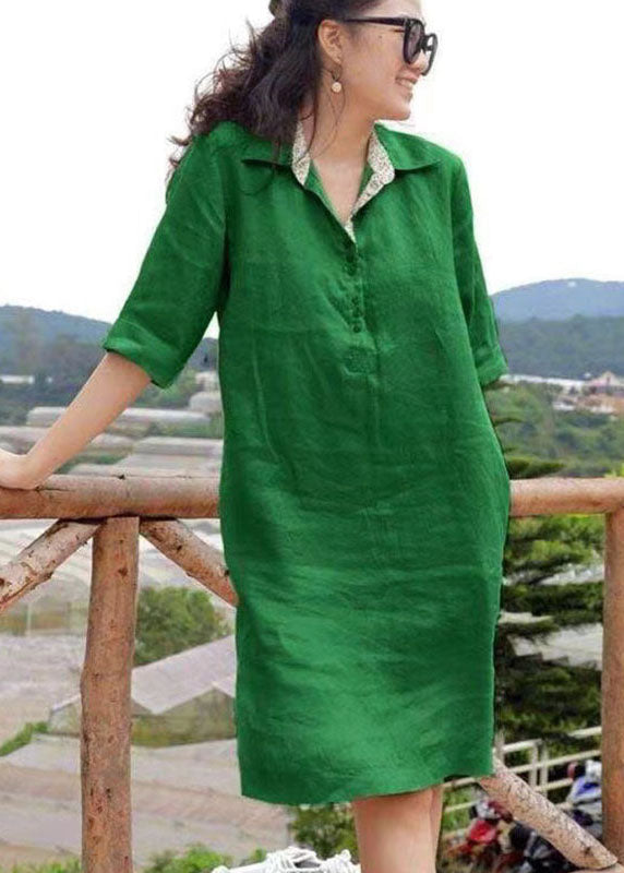 Robe Midi à Col Peter Pan pour Femme en Patchwork 2