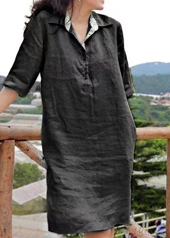 Robe Midi à Col Peter Pan pour Femme en Patchwork 4