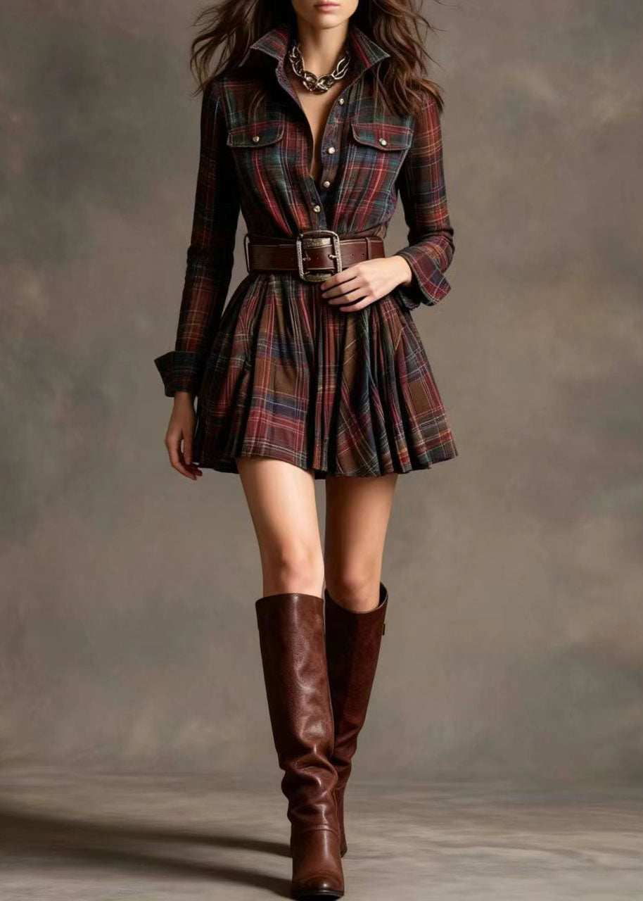 Robe Mini Femme Col Claudine Manches Longues à Poches 4
