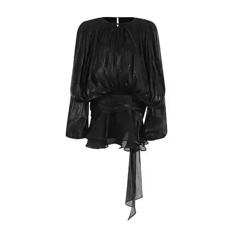 Robe Mini Femme Col en V à Manches Longues 11