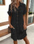 Robe Mini Femme Vintage V-neck Manches Trois Quarts Coton Lin 3