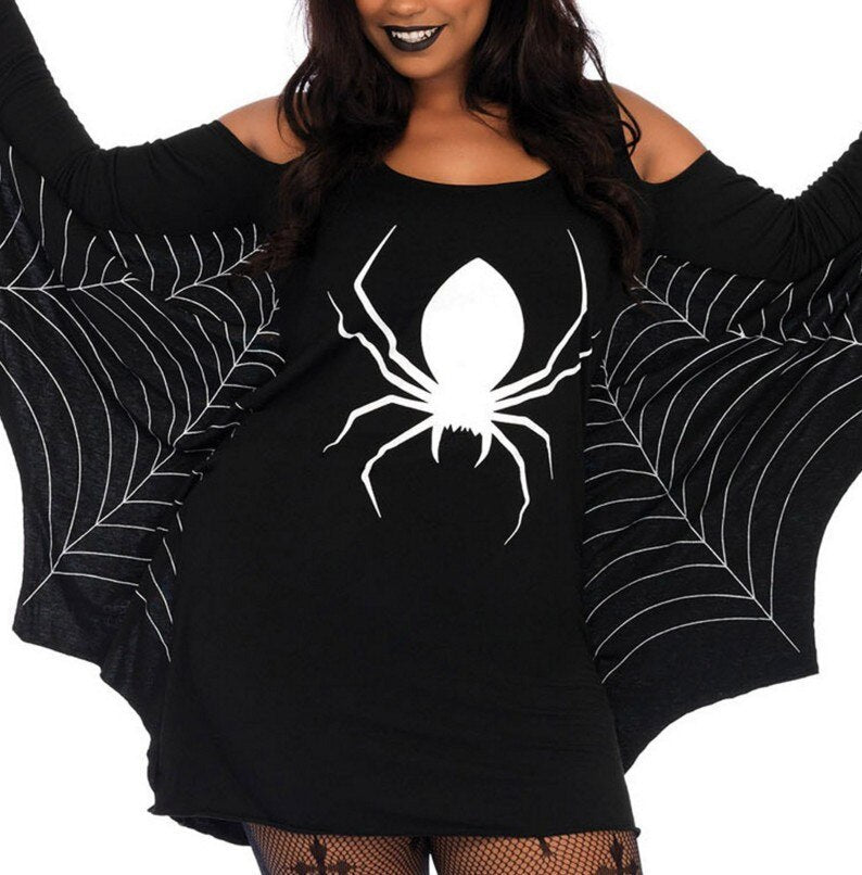 Robe Mini Halloween Gothique Araignée 1