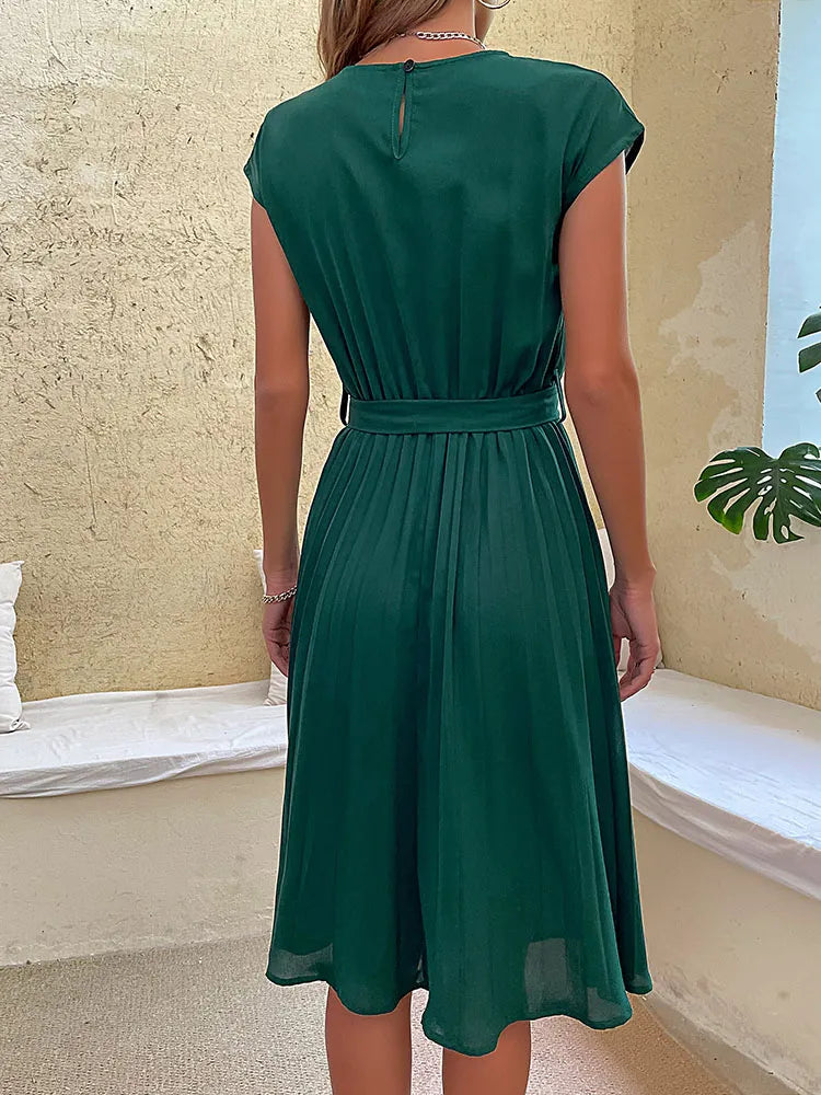 Robe Mini Plissée à Manches Courtes pour Femme 2