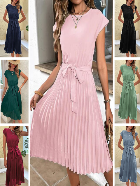 Robe Mini Plissée à Manches Courtes pour Femme 7