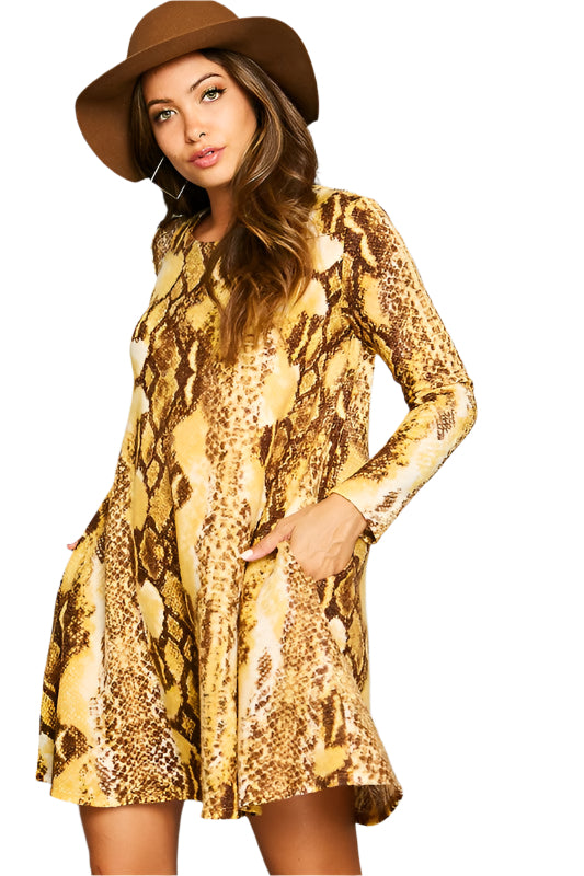 Robe Mini à Imprimé Animal avec Poches pour Femme 0