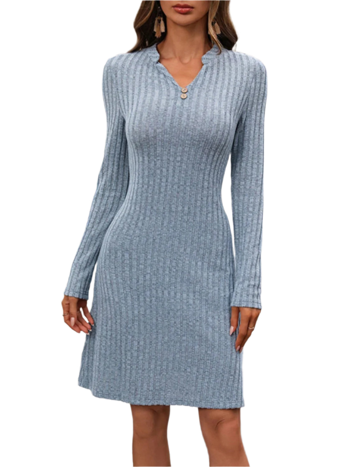 Robe Mini à Manches Longues Découpée pour Femme 0
