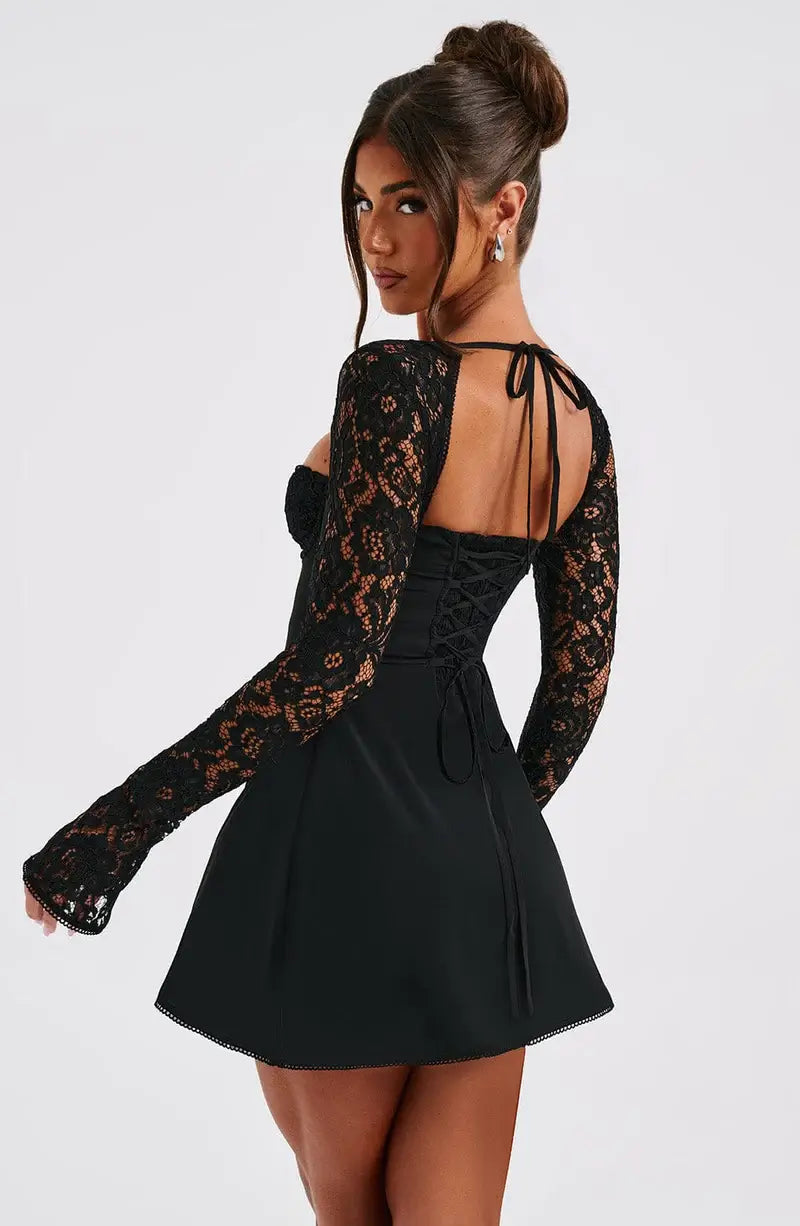 Robe Mini à Manches en Dentelle pour Femmes 3