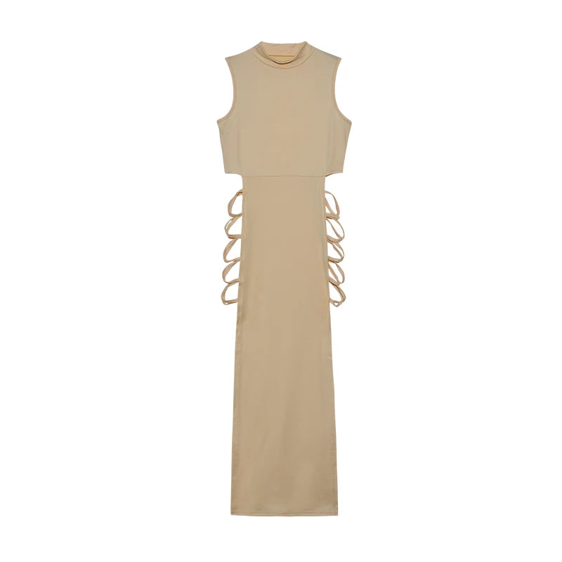 Robe Moulante Femme Croisée Sans Manches Chic 6