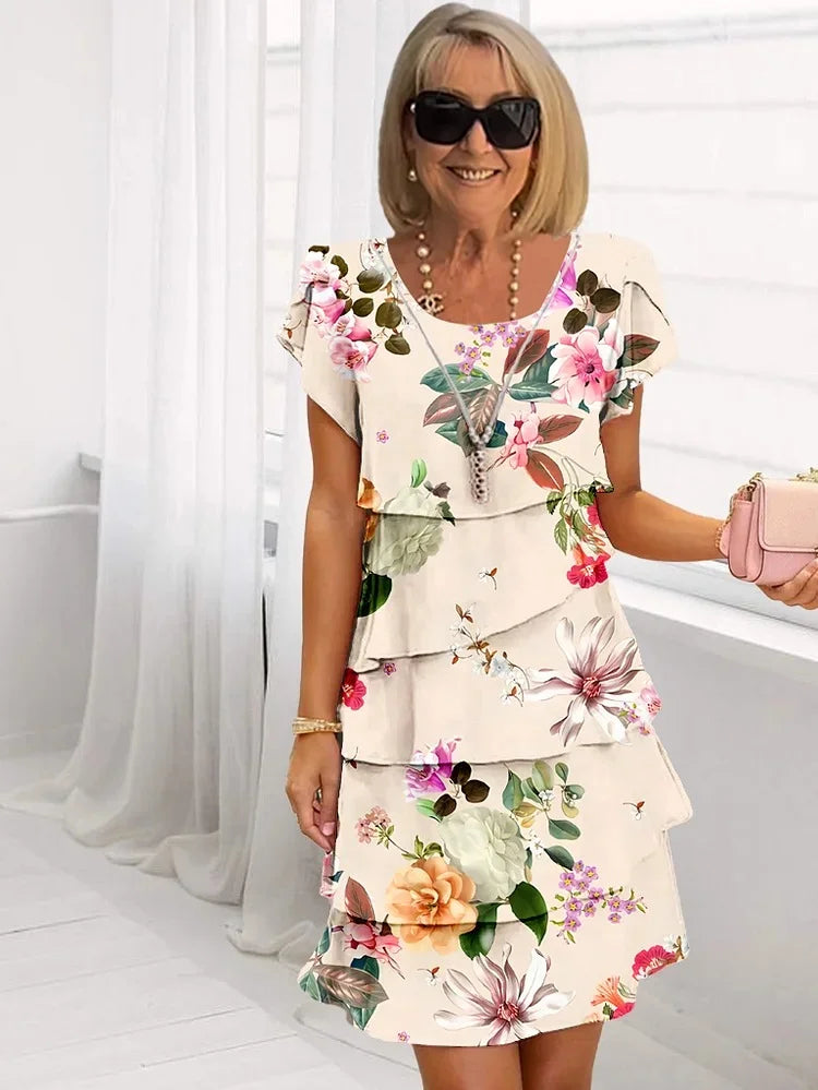 Robe Plissée Florale à Volants pour Femmes 3
