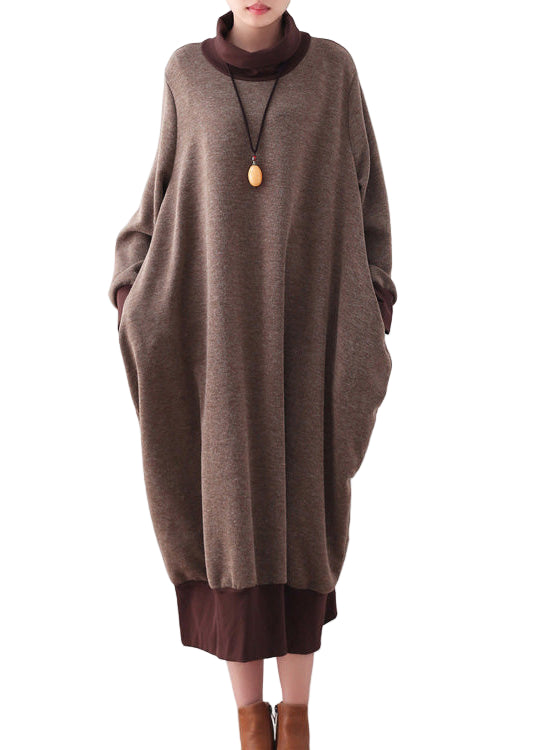 Robe Pull Ample Hiver à Col Haut 0