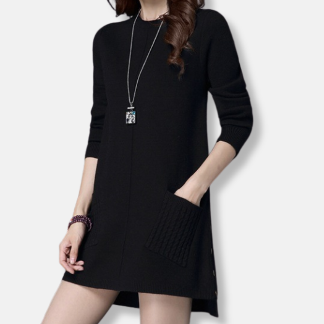 Robe Pull Décontractée Femme à Manches Longues avec Poches 2