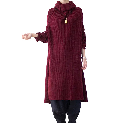 Robe Pull Femme Col Roulé Grande Taille Confortable 0