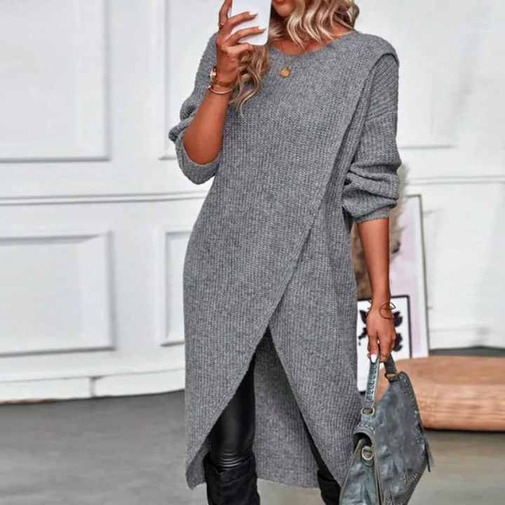Robe Pull Femme Tricotée Chic Mi-Mollet 1