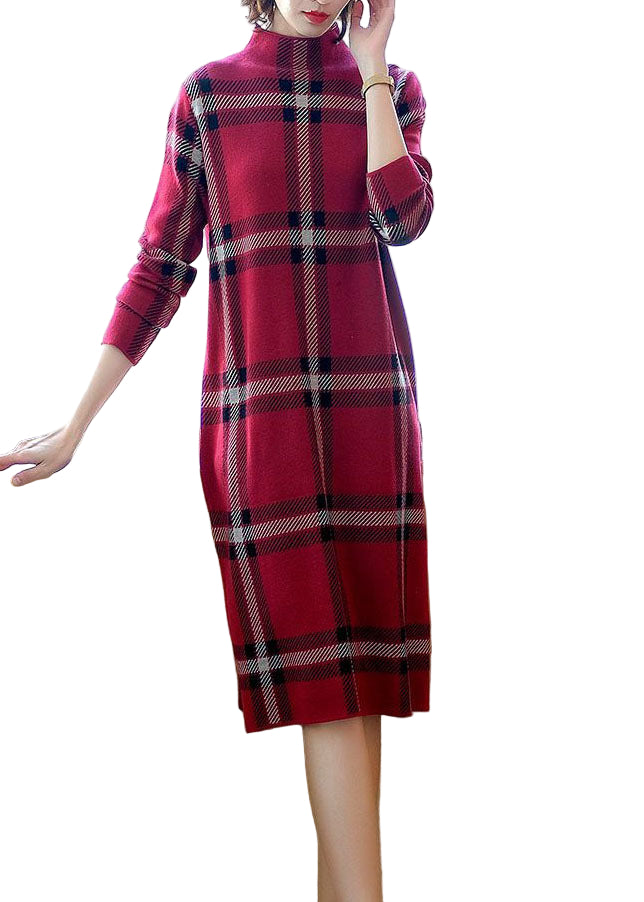 Robe Pull Longue à Carreaux pour Femme 3