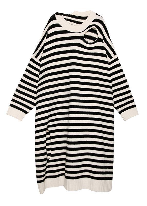 Robe Pull à Rayures Beige pour Femmes 4